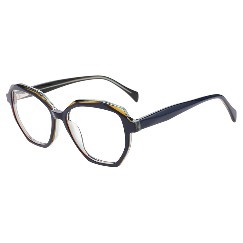Kaia Geometric Acetate Frame in Blue / Yellow Crystal – side view – optical frame | Urban Cart Ghana