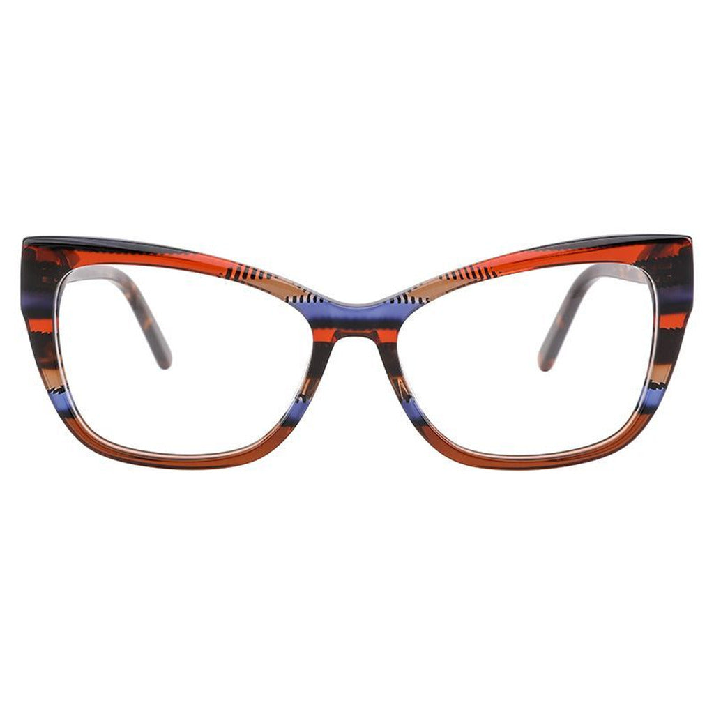 Zuri Rectangle Acetate Frame in Dark Brown Blue Pattern – front view – optical frame | Urban Cart Ghana