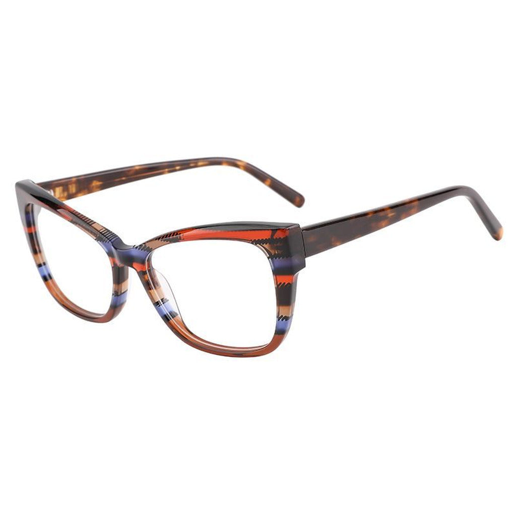 Zuri Rectangle Acetate Frame in Dark Brown Blue Pattern – side view – optical frame | Urban Cart Ghana