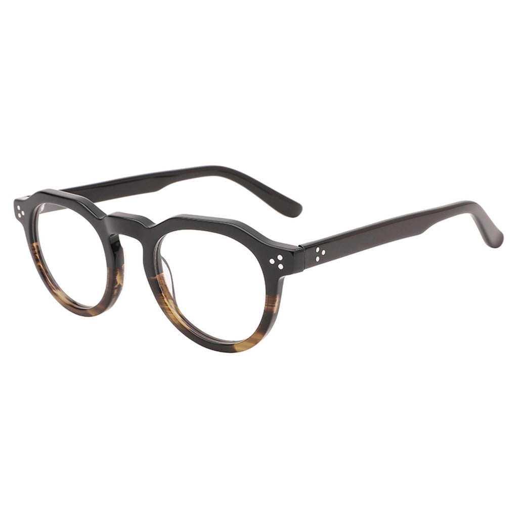 Gemma Round Acetate Frame in Dark Grey / Crystal Yellow Stripe – side view – optical frame | Urban Cart Ghana