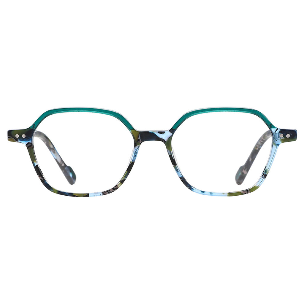 Freya Rectangle Acetate Frame in Green Pattern – front view – optical frame | Urban Cart Ghana