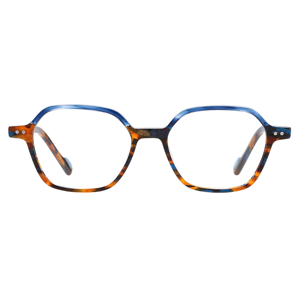 Freya Rectangle Acetate Frame in Blue Brown Line – front view – optical frame | Urban Cart Ghana