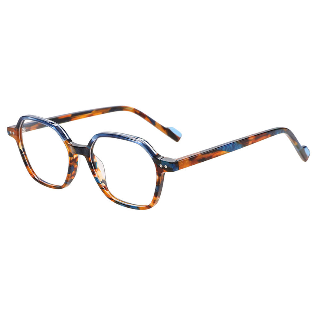Freya Rectangle Acetate Frame in Blue Brown Line – side view – optical frame | Urban Cart Ghana