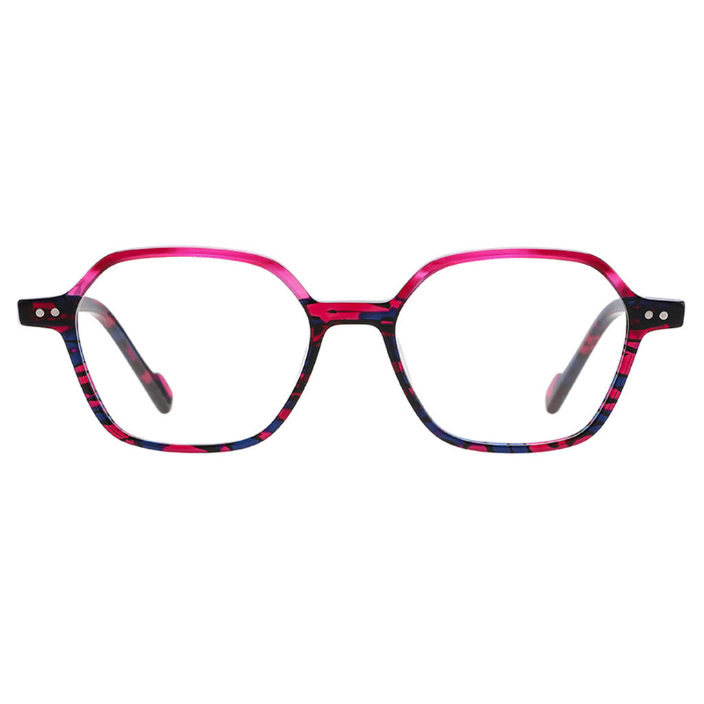 Freya Rectangle Acetate Frame in Rose Red Blue Pattern – front view – optical frame | Urban Cart Ghana