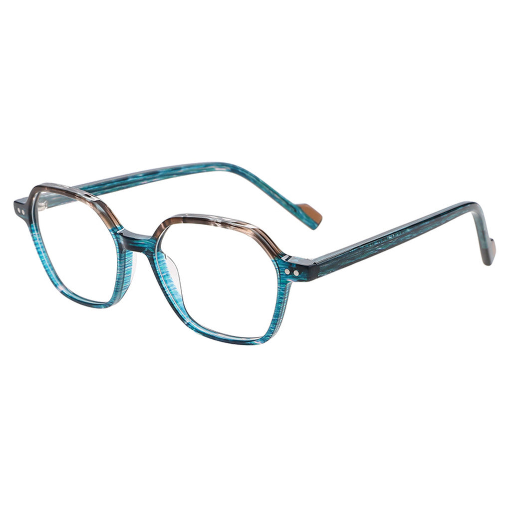 Freya Rectangle Acetate Frame in Cyan Stripe – side view – optical frame | Urban Cart Ghana