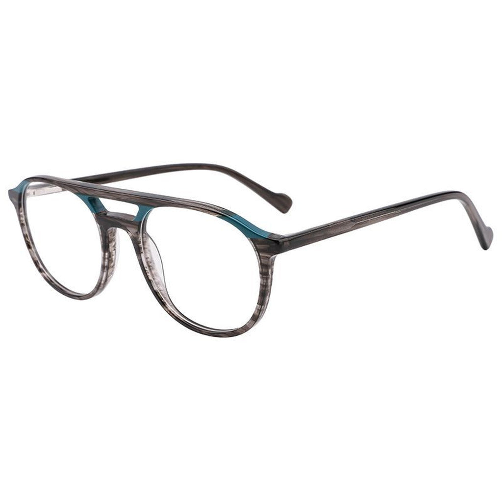 Idris Round Acetate Frame in Green Army Stripes – side view – optical frame | Urban Cart Ghana
