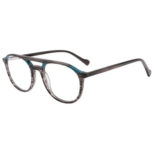 Idris Round Acetate Frame in Green Army Stripes – side view – optical frame | Urban Cart Ghana
