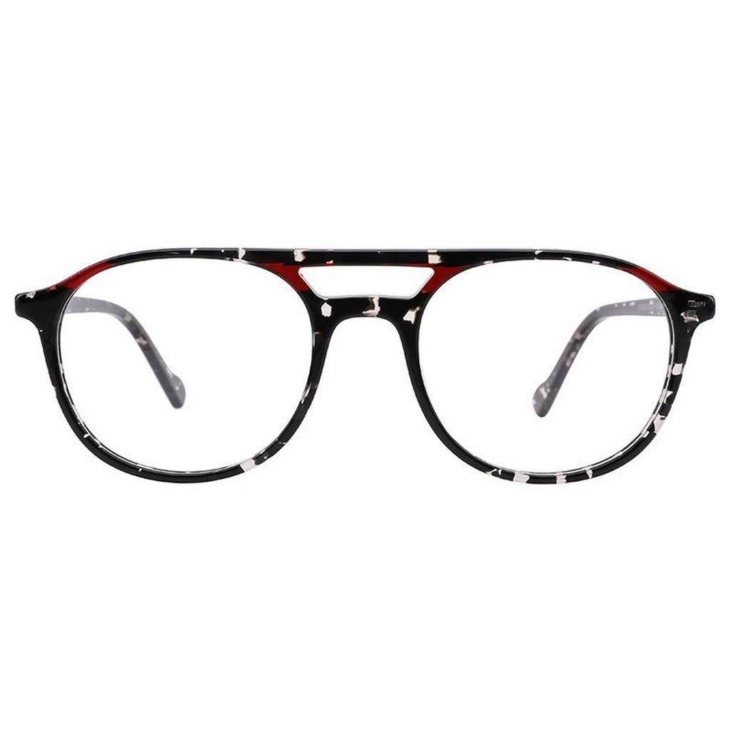 Idris Round Acetate Frame in Black And White Crystal / Wine – front view – optical frame | Urban Cart Ghana