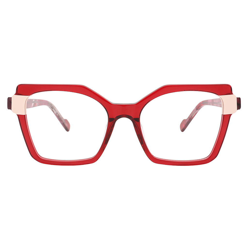 Imani Rectangle Acetate Frame in Crystal Red / Beige – front view – optical frame | Urban Cart Ghana