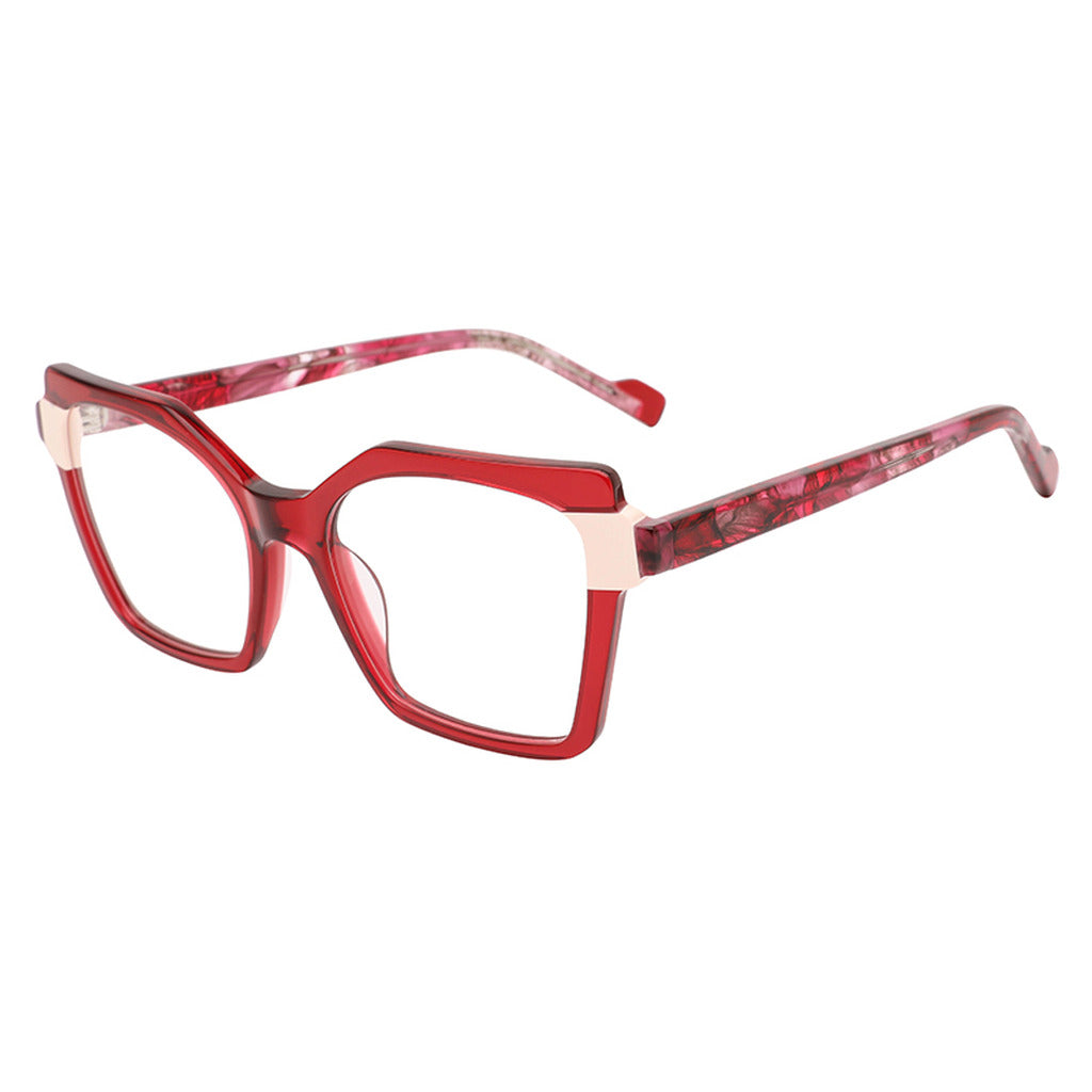 Imani Rectangle Acetate Frame in Crystal Red / Beige – side view – optical frame | Urban Cart Ghana