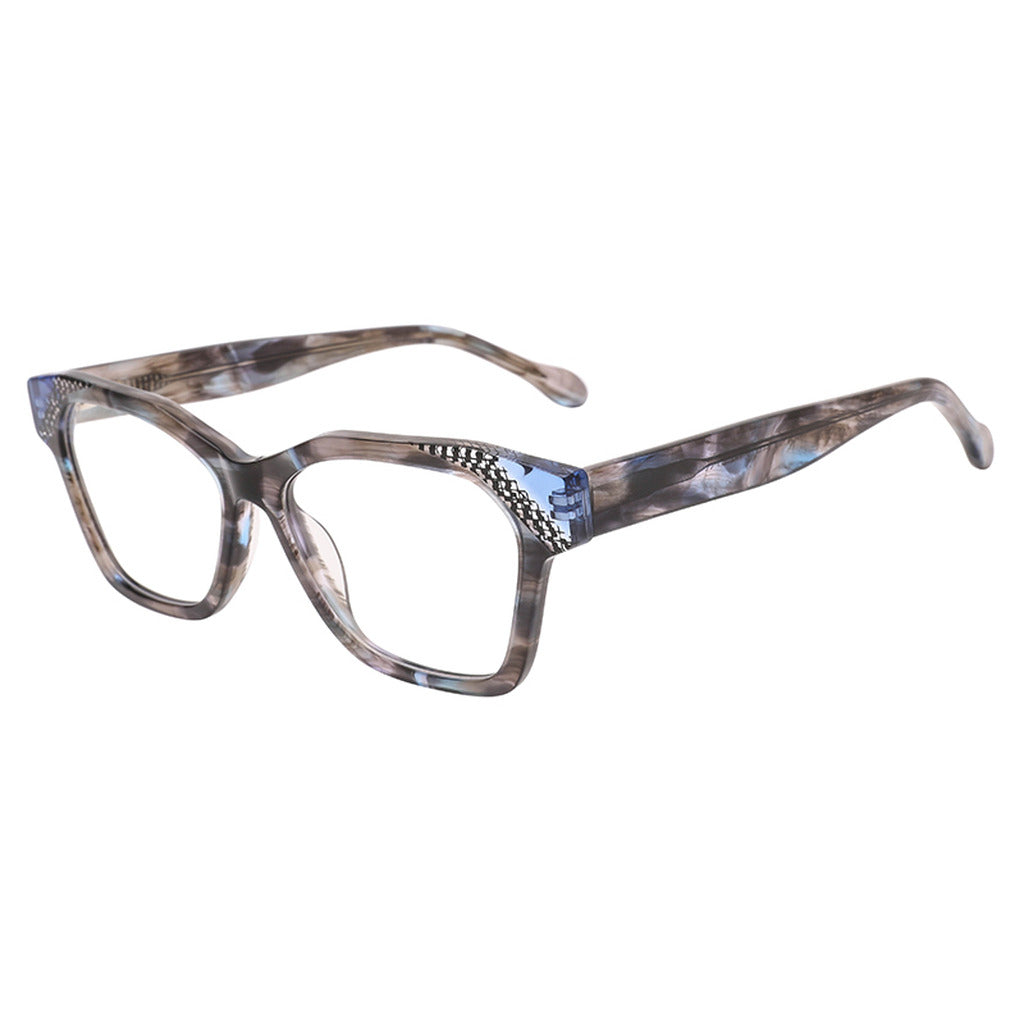 Iris Rectangle Acetate Frame in Blue Pattern – side view – optical frame | Urban Cart Ghana