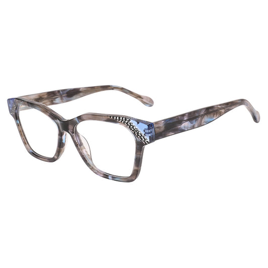 Iris Rectangle Acetate Frame in Blue Pattern – side view – optical frame | Urban Cart Ghana