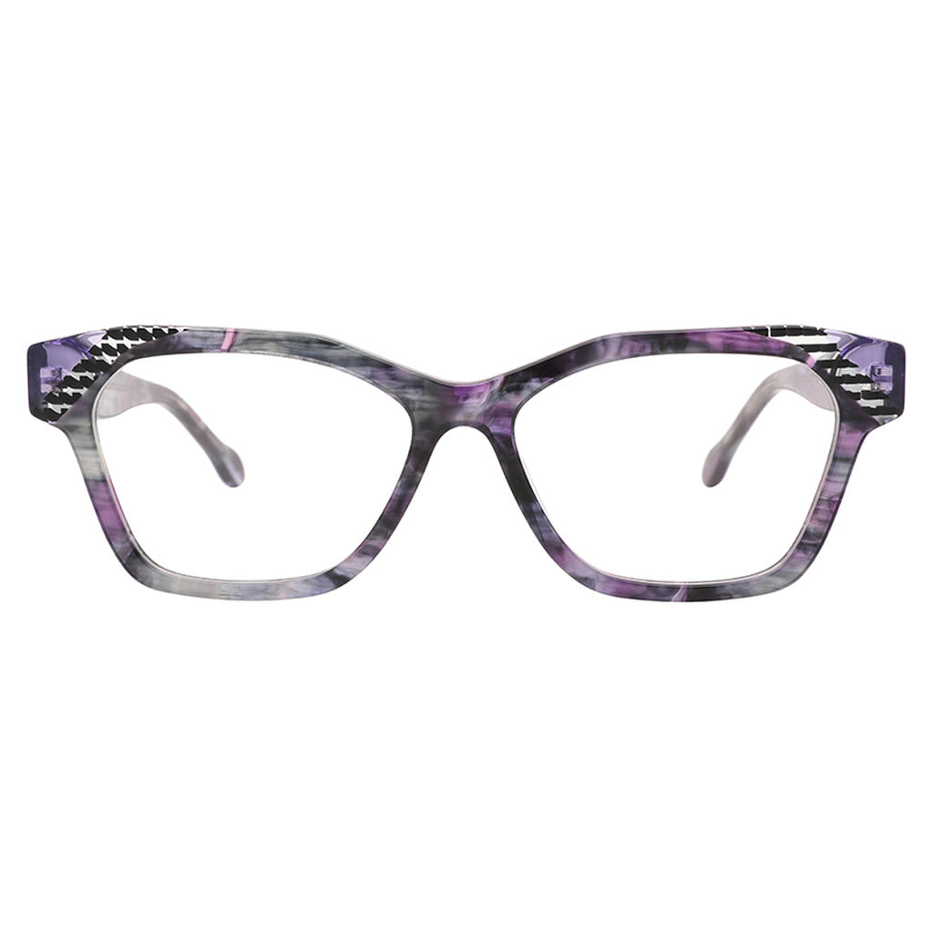 Iris Rectangle Acetate Frame in Purple Pattern – front view – optical frame | Urban Cart Ghana