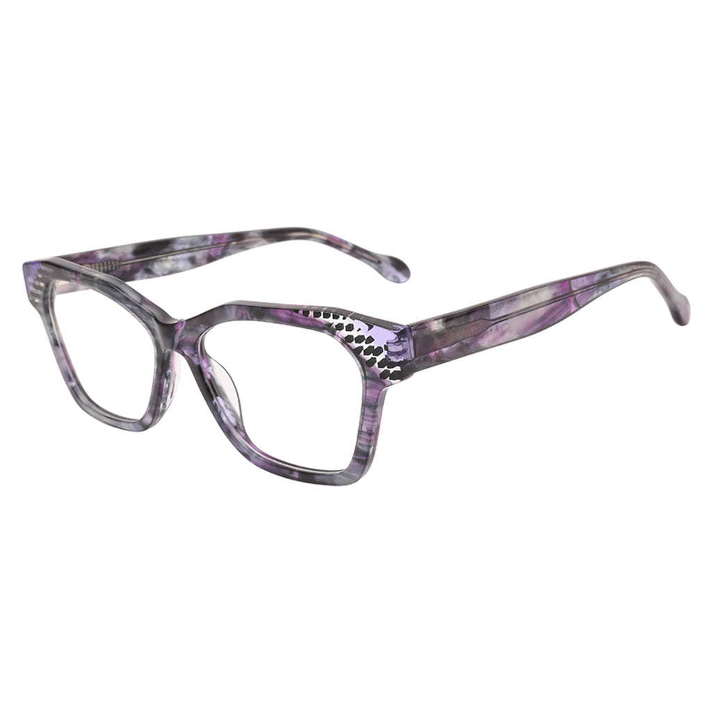 Iris Rectangle Acetate Frame in Purple Pattern – side view – optical frame | Urban Cart Ghana