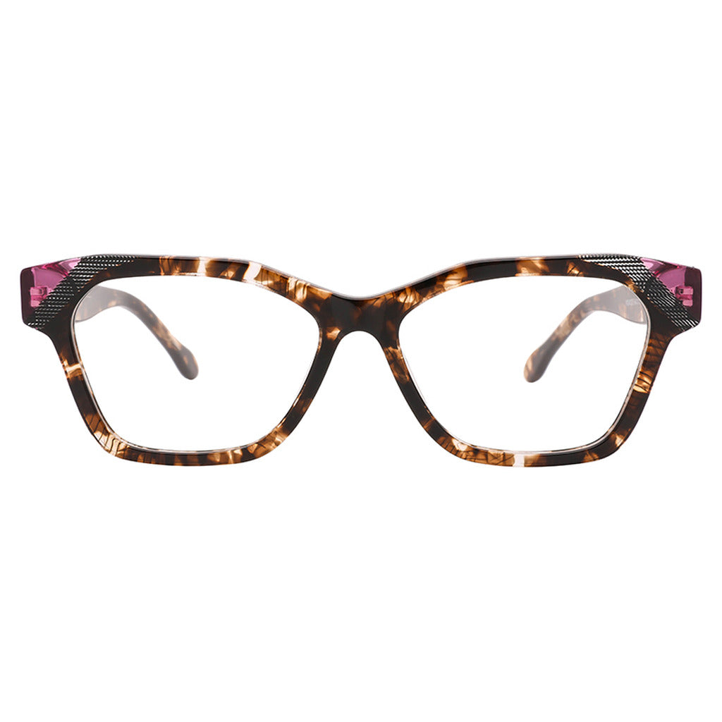 Iris Rectangle Acetate Frame in Brown Pattern – front view – optical frame | Urban Cart Ghana