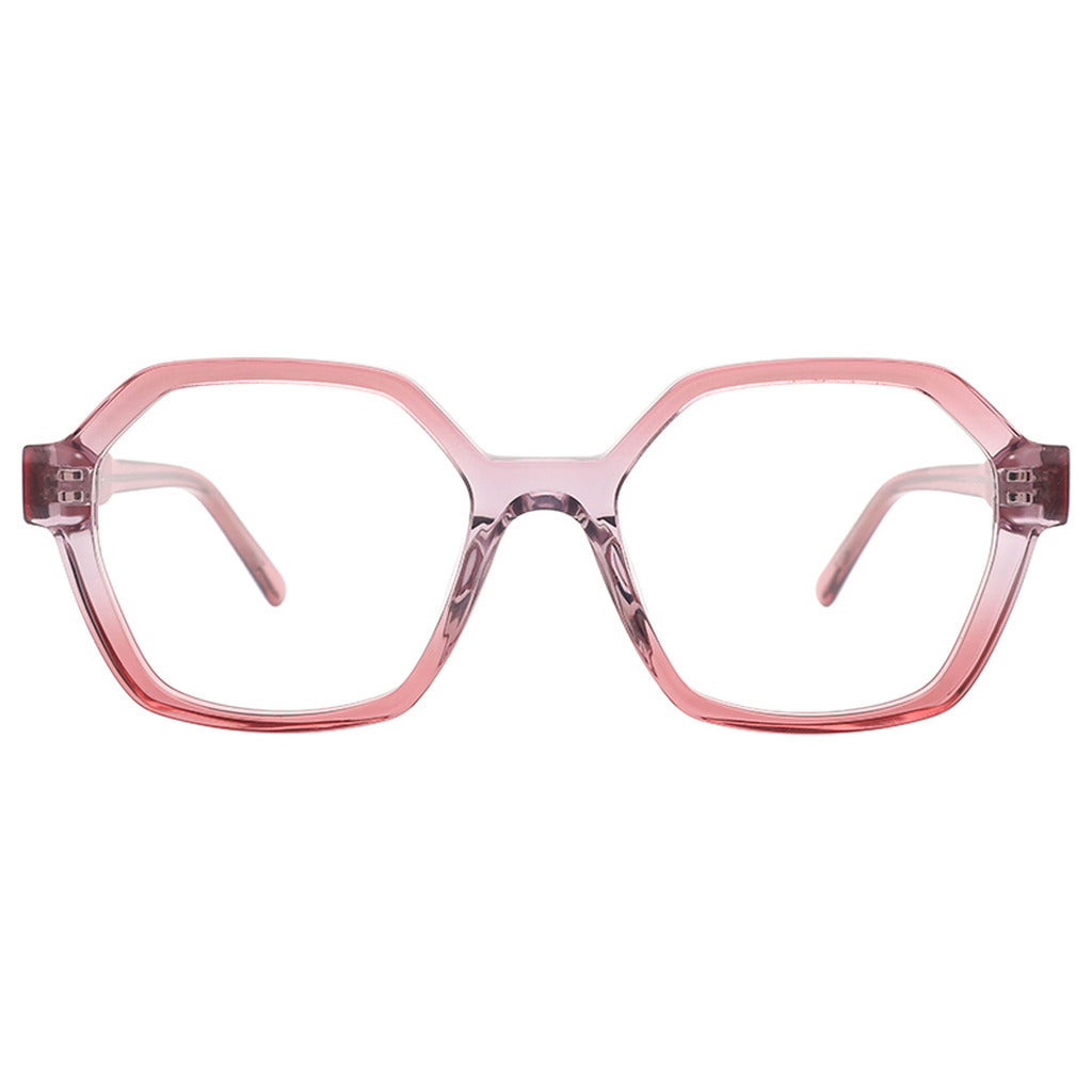 Nyla Geometric Acetate Frame in Pink Crystal / Gradient Purple – front view – optical frame | Urban Cart Ghana
