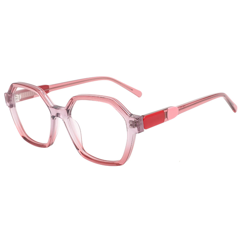 Nyla Geometric Acetate Frame in Pink Crystal / Gradient Purple – side view – optical frame | Urban Cart Ghana