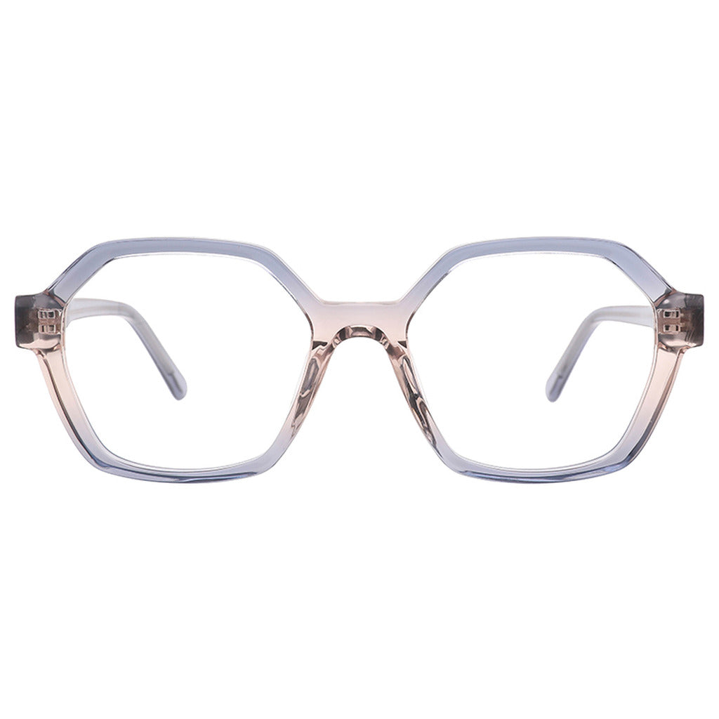 Nyla Geometric Acetate Frame in Blue Crystal / Gradient Coffee – front view – optical frame | Urban Cart Ghana
