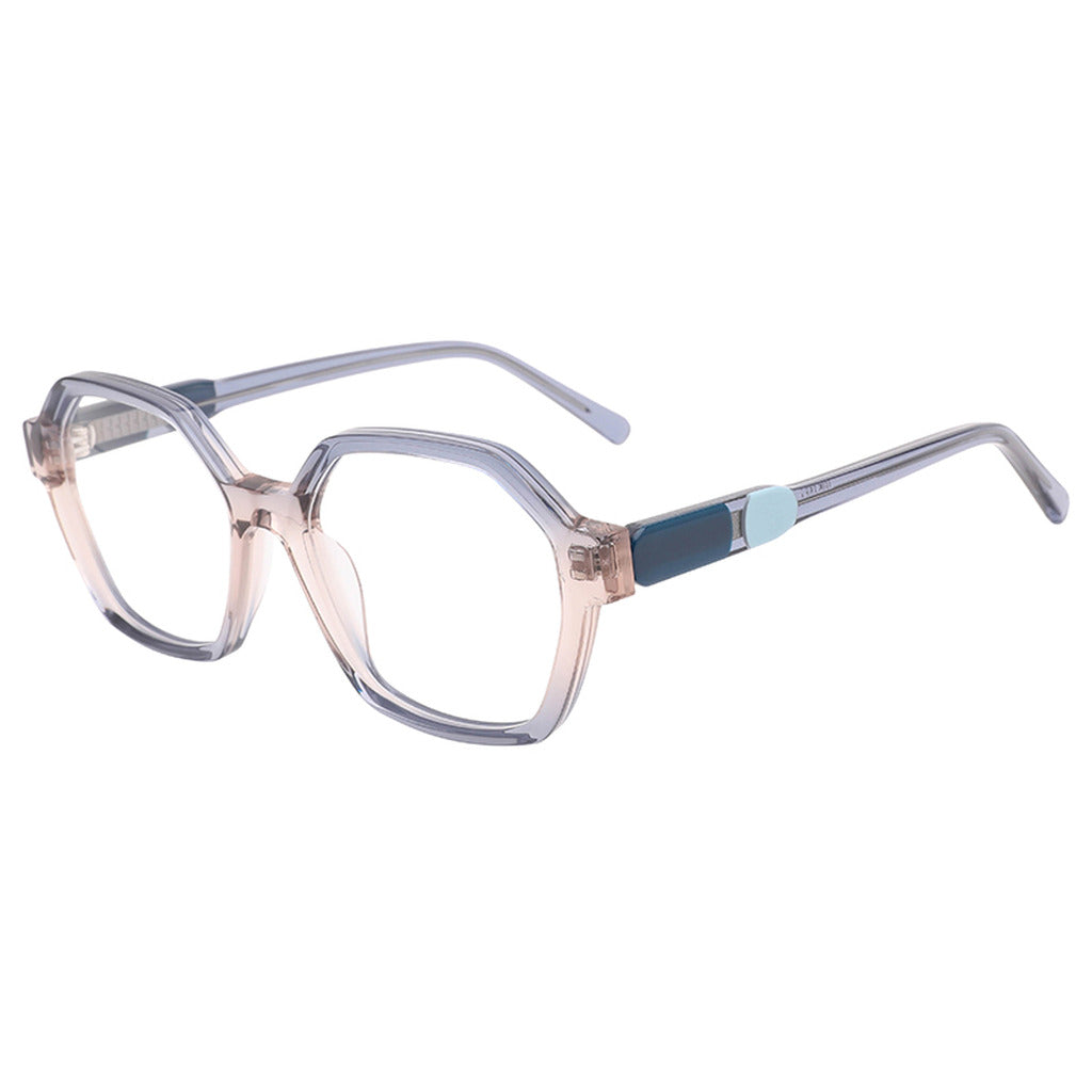Nyla Geometric Acetate Frame in Blue Crystal / Gradient Coffee – side view – optical frame | Urban Cart Ghana