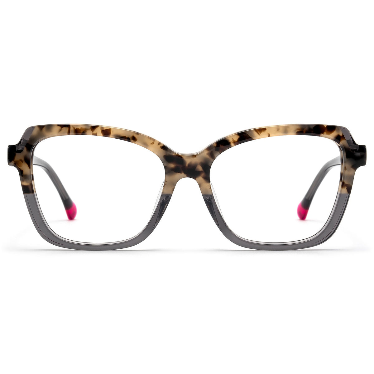 Lyra Square Acetate Frame – Cream Tortoise / Grey – front view | Frames & Sunnies Ghana