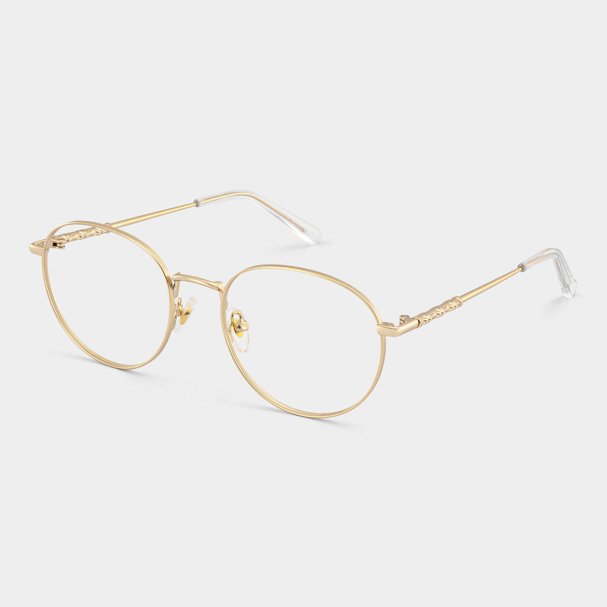 Selah Round Metal Frame – Gold – angled view | Frames & Sunnies Ghana