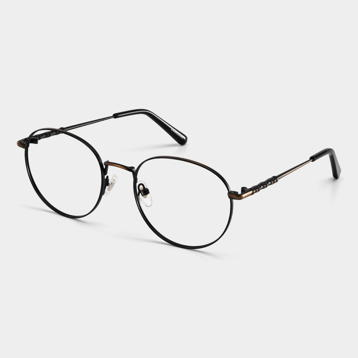 Selah Round Metal Frame – Black – angled view | Frames & Sunnies Ghana