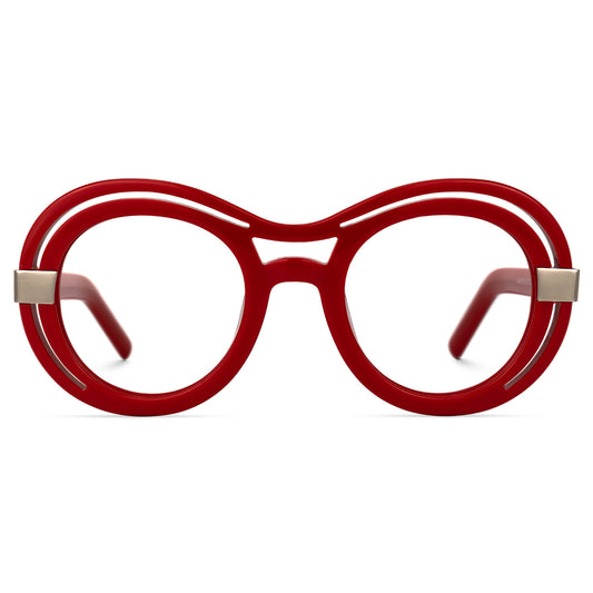 Celeste Round Acetate Frame – Red – front view | Frames & Sunnies Ghana