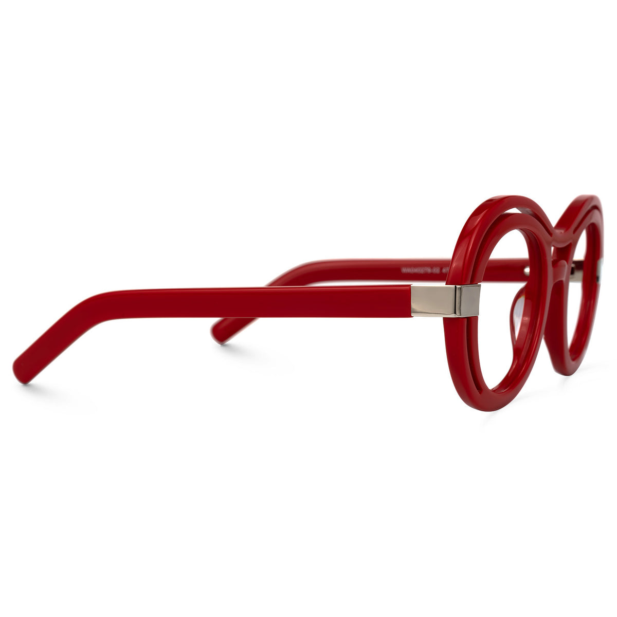 Celeste Round Acetate Frame – Red – angled view | Frames & Sunnies Ghana