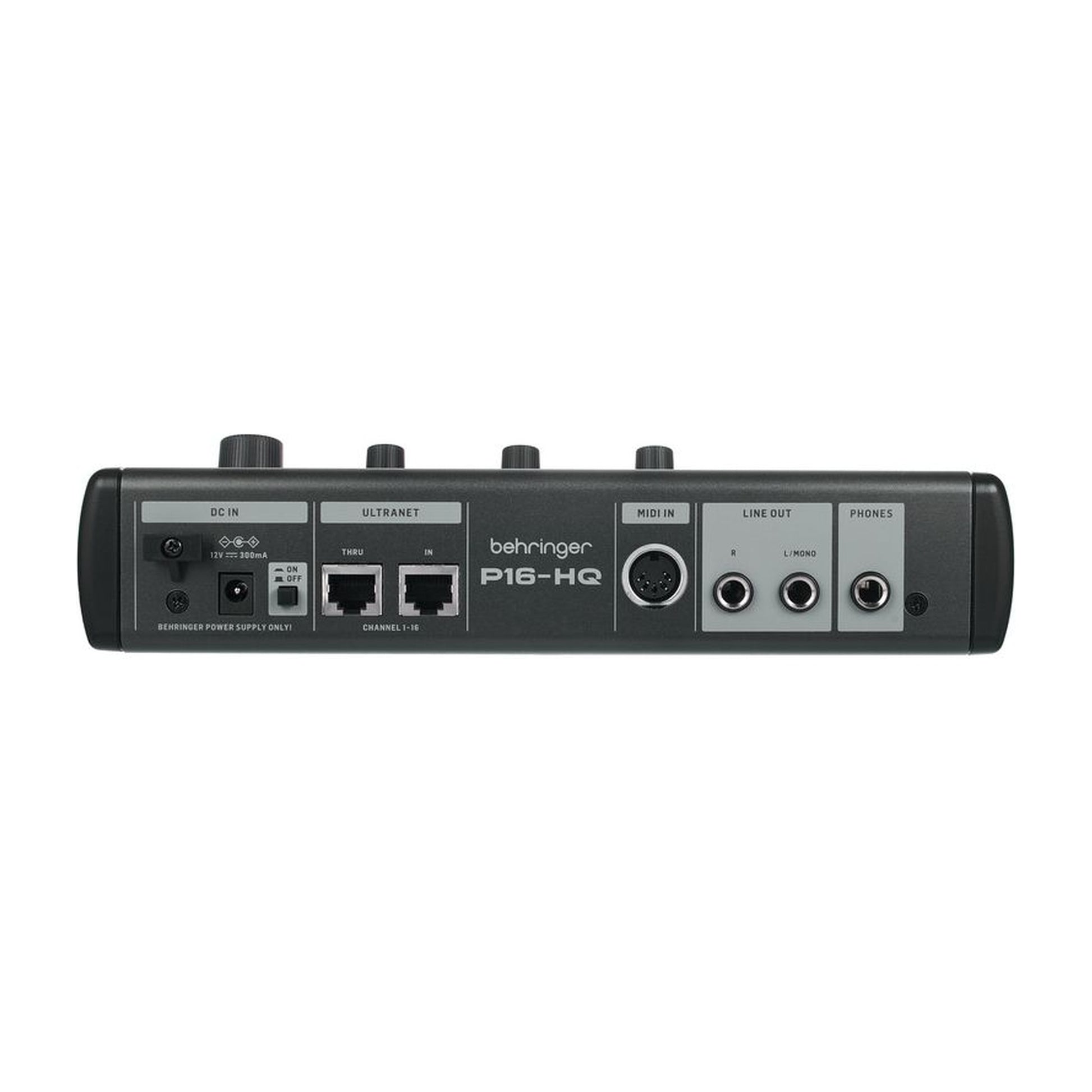 Behringer P16-HQ - rear panel with DC in, ULTRANET thru and in, MIDI in, line out and phones | Urban Cart Ghana