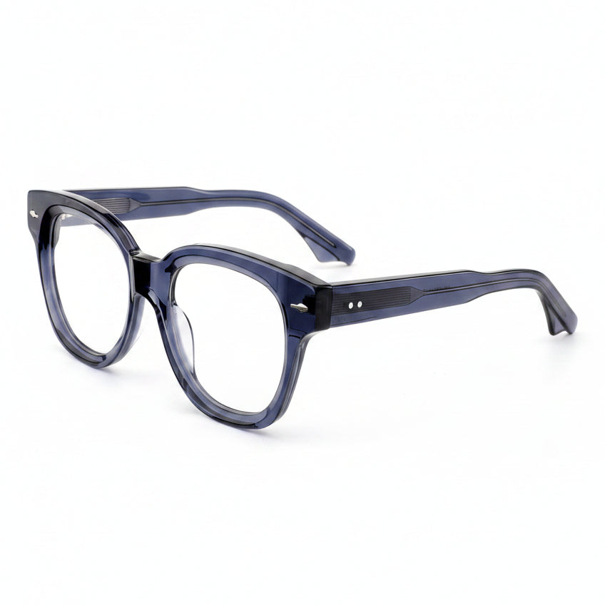 Blue eyeglasses on a white background