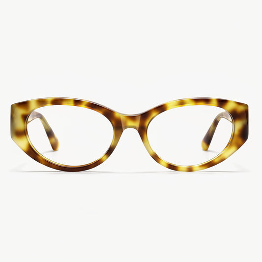 Tortoiseshell eyeglasses on a white background