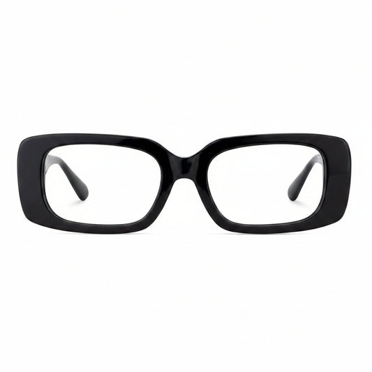 Black eyeglasses on a white background