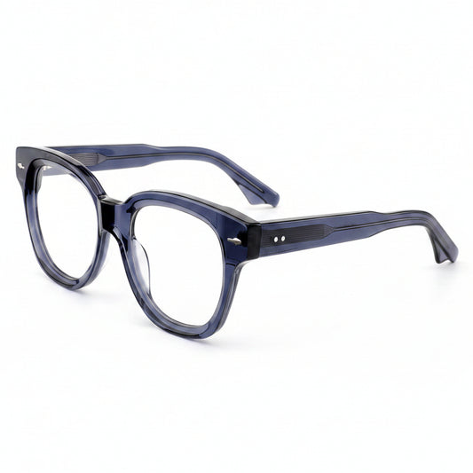 Blue eyeglasses on a white background