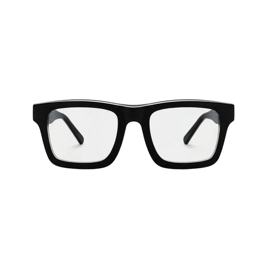 Black eyeglasses on a white background
